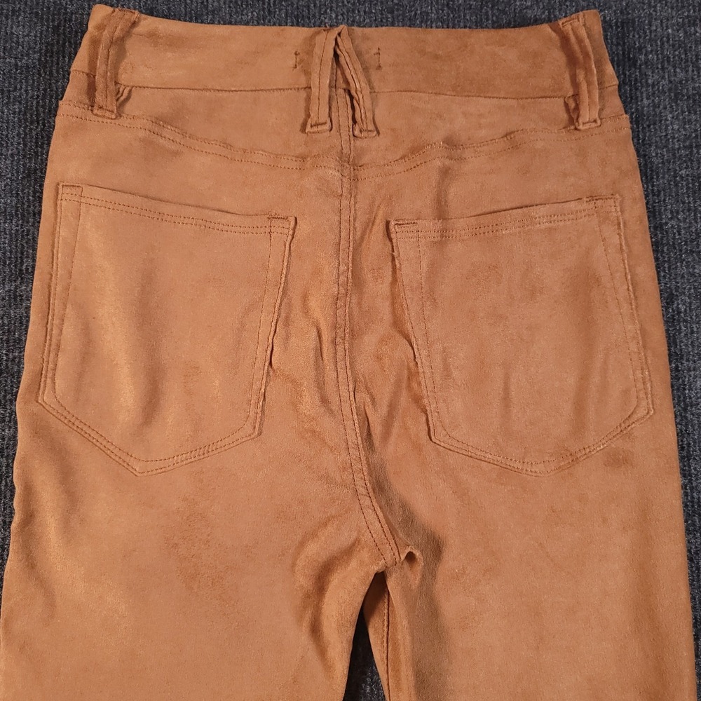 Good American Good Waist Faux Suede Skinny Pants Tobacco Brown 2/26 - Picture 11 of 11